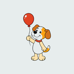 Naklejka premium dog with balloons
