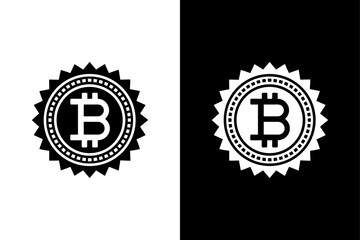 Flat Bitcoin Coin Icon Monochrome Design.