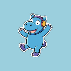 silly-hippo-dancing vector design 