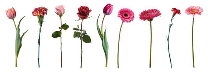 flowers assortment isolated on white background