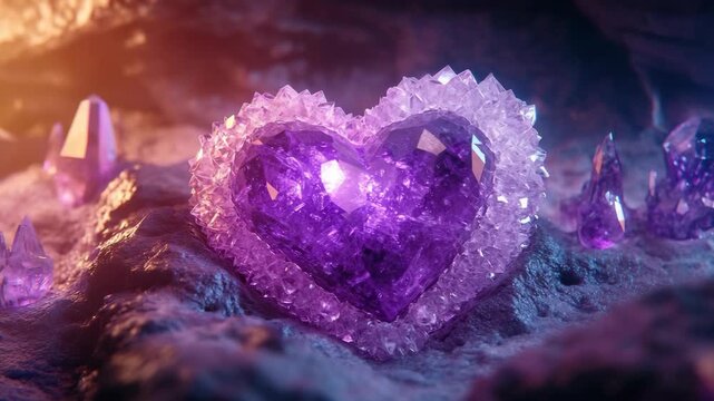 The Purple Crystal Heart is a stunning gem exquisite artistry and remarkable craftsmanship. Its detailed design captivates viewers, making it a cherished addition to any fine gem collection or display