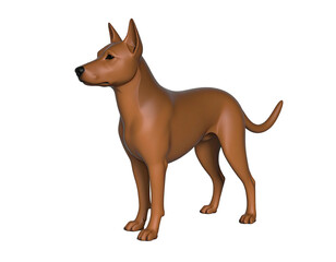 3D rendered side view of a smooth-coated, slender, tan-colored canine