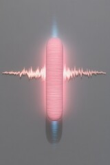 Glowing capsule emits waves in a symmetrical, abstract scene