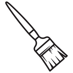 Simple Line Art Illustration of a Paint Brush