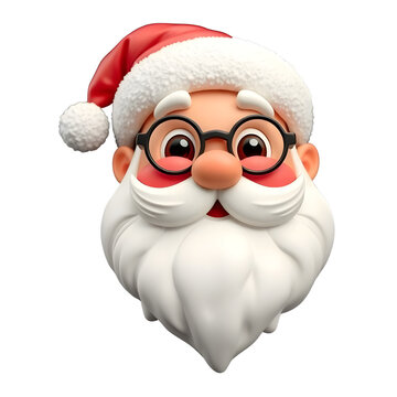 Joyful 3D Santa Claus Head with Glasses, Merry Christmas Character