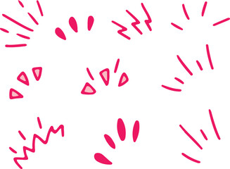 Pink hand-drawn doodle set including exclamation marks, squiggles, and decorative curvy lines. Adds a lively and playful spirit to your design work. Drawn with pink curved lines in grunge style