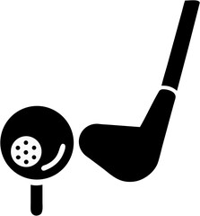 Golf Sport Equipment Silhouette. Golf Club and Ball Black on Transparent Background