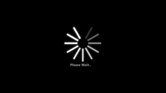 Animated spinning waiting icon on black background. circle spinning animation loading and buffering icon animation.