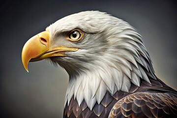 Naklejka premium Majestic american eagle perched, showcasing sharp features and keen gaze in natural light, symbol of freedom and strength