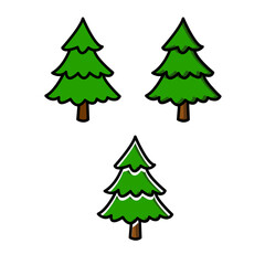 Simple Twin Evergreen Trees With Layered Branches