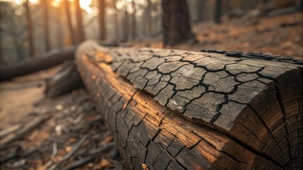 Striking burnt wood texture captures the beauty of nature in an enchanting forest setting