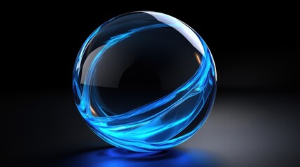 A glowing, translucent sphere with swirling blue light