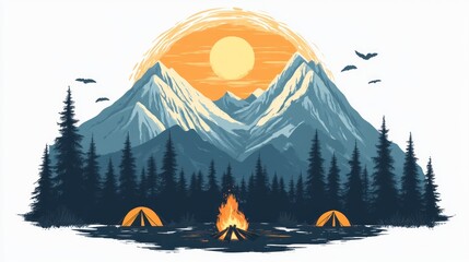 camp fire in the mountains