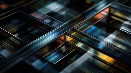 Obraz premium Closeup Abstract Geometric Pattern of Intersecting Glass and Steel