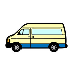 yellow blue van car vector illustration