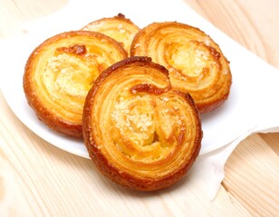 Three sugared pastries on a white plate