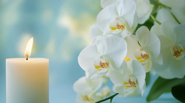 上品な胡蝶蘭とろうそく　追悼・法要用
