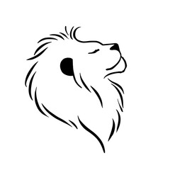 Fototapeta premium Lion. Lion simple black and white line art vector logo