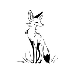 Obraz premium Jackal. Jackal simple black and white line art vector logo