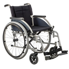 Fototapeta premium Lightweight wheelchair for mobility assistance isolated on transparent background, offering comfort and independence for users