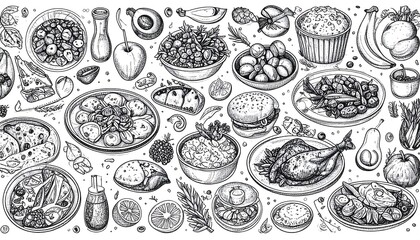 Food assortment sketch