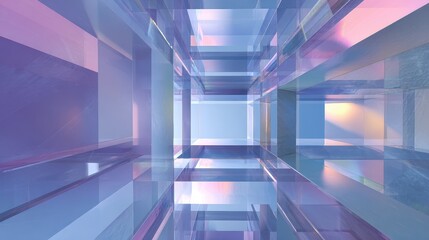 Futuristic Abstract Glass Tunnel with Pastel Colors and Ethereal Light