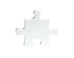 Isolated white puzzle piece against a black background