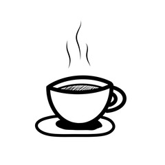 A cup of hot coffee illustration. Line art coffee.