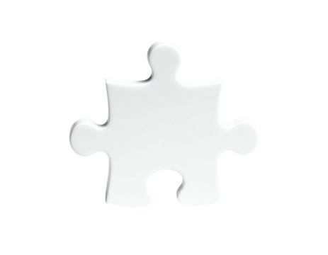 Isolated white puzzle piece against a black background