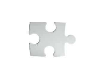 Single, white puzzle piece floats centered against stark black background
