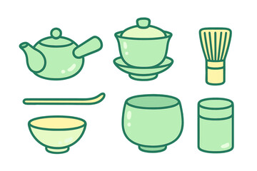 Green tea utensils collection