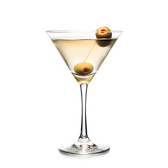 Elegant Alcoholic Beverage &ndash; Clear Martini with Olive and Pick