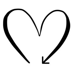 Fototapeta premium Hand-drawn heart shape with a unique downward curl symbolizing love and affection