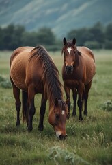 Fototapeta premium Portrait of Horse on Pasture Land