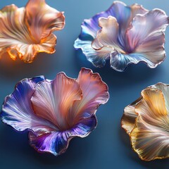 Iridescent floral sculptures