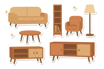 Modern furniture collection illustration
