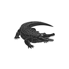 Fototapeta premium Black Silhouette of a Fierce Alligator.