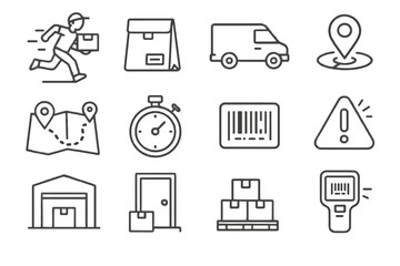 Fototapeta premium Scanning pallet notification gps label vector grid tracker icon icons device stopwatch