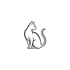 Elegant Black and White Cat Silhouette.