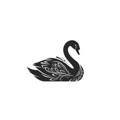 Elegant Black Swan with Ornate Feather Design.