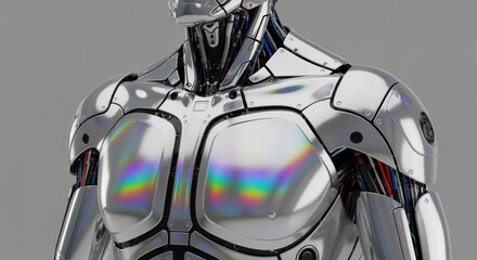 Futuristic Humanoid Robot with Chrome Torso