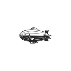 Fish Shaped Blimp Airship Illustration.