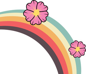 Retro Rainbow With Flower Corner