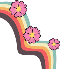 Retro Rainbow With Flower Corner