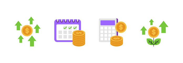 Finance Investment and Money Saving Vector Illustration for Income Growth Profit and Wealth Planning in the Economy