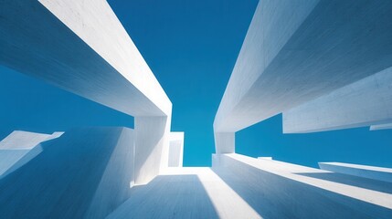 Fototapeta premium Abstract Concrete Architecture with Strong Shadows and Blue Sky