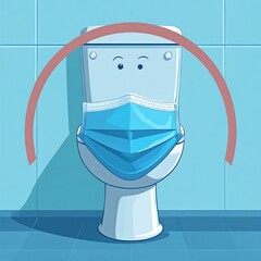 Toilet wearing a mask, safety concept