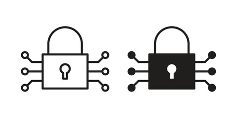 Digital Locked icon art in black and white