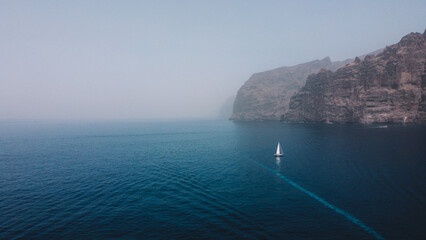Sailing Ship Near Los Gigantes Cliffs in Tenerife, Canary Islands