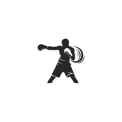 Silhouette of a boxer throwing a punch.